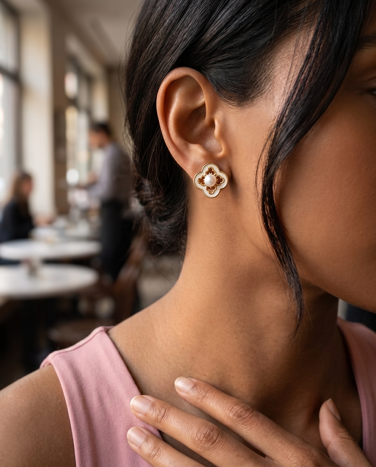 Artist Quatrefoil Pearl Earring