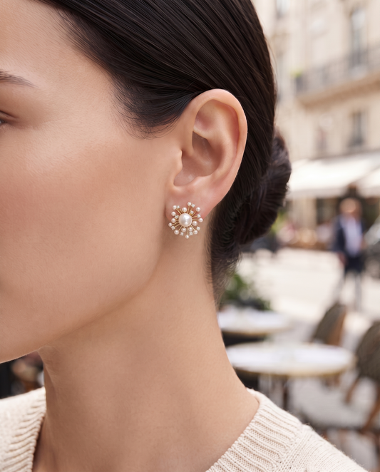 Queen Swarovski Bloom Gold Earring