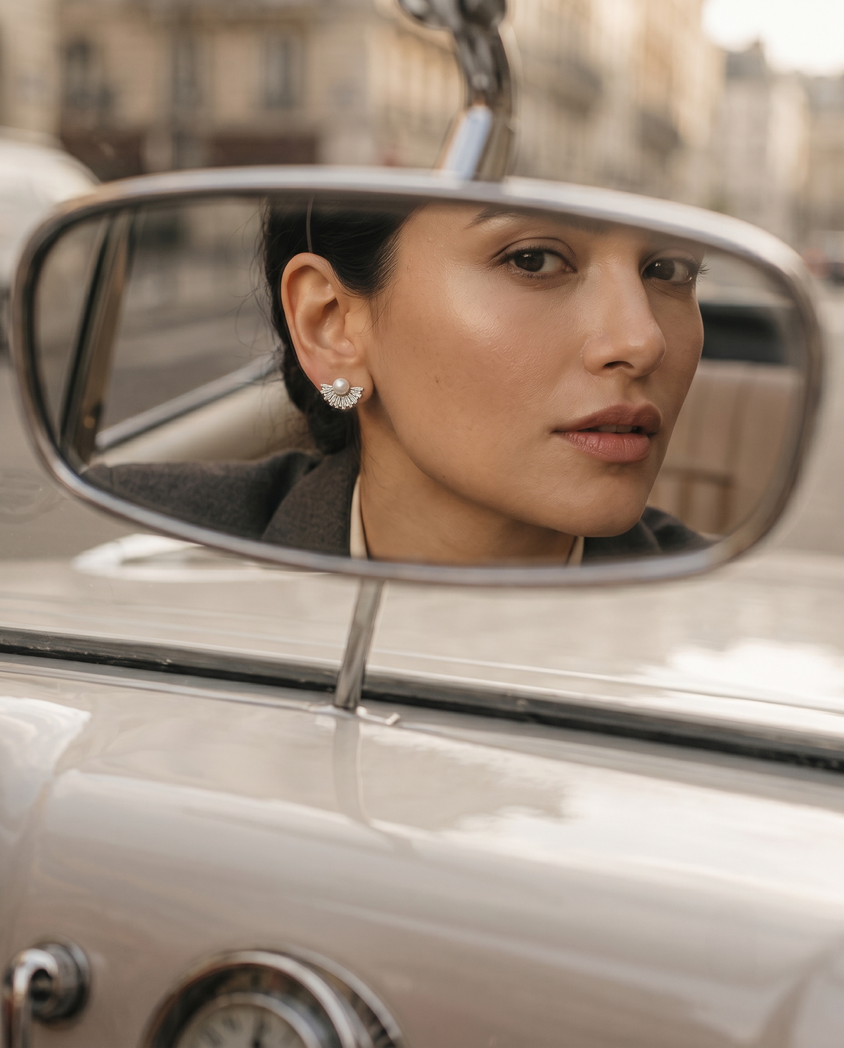 Artist Half Moon Pearl Earring