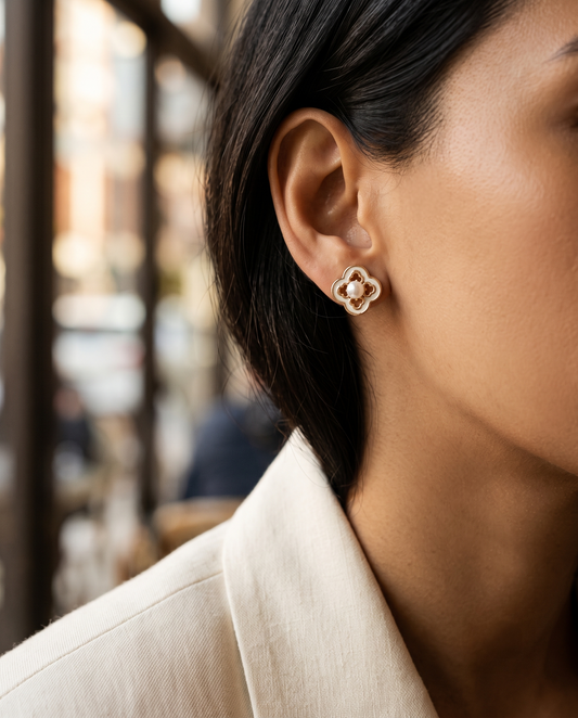Artist Quatrefoil Pearl Earring