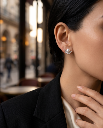 Artist Half Moon Pearl Earring