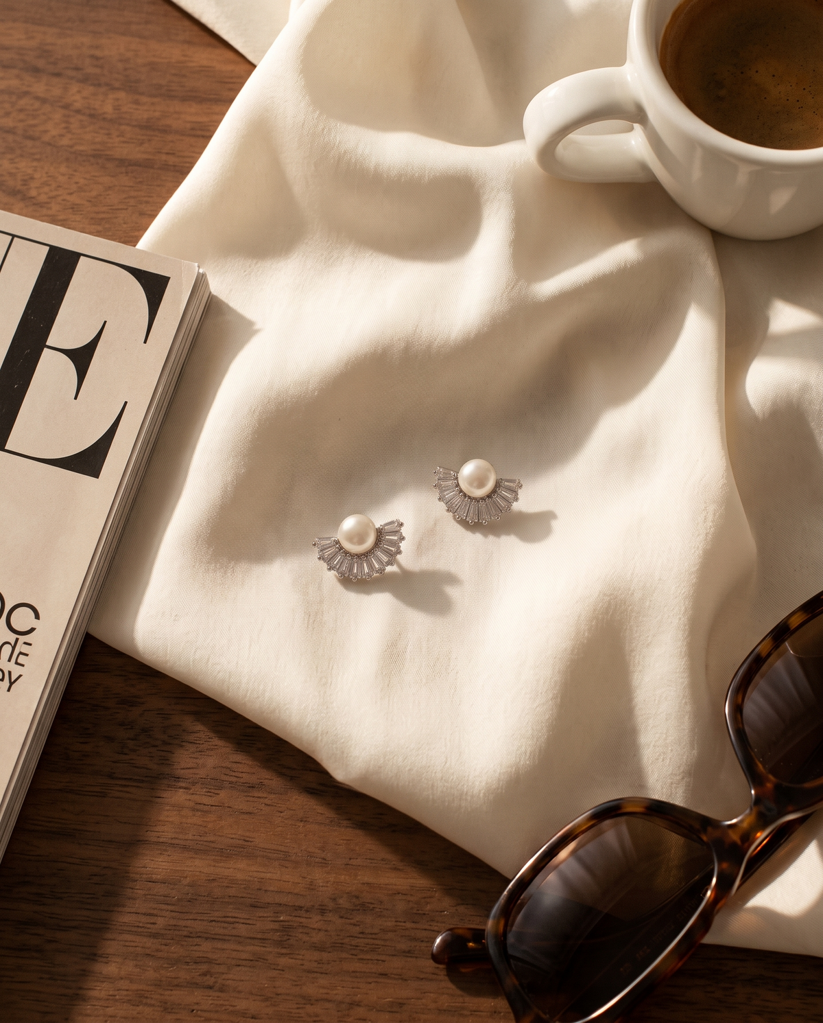 Artist Half Moon Pearl Earring