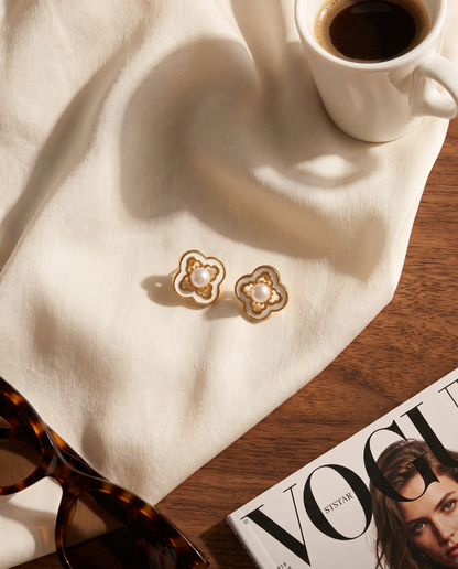 Artist Quatrefoil Pearl Earring