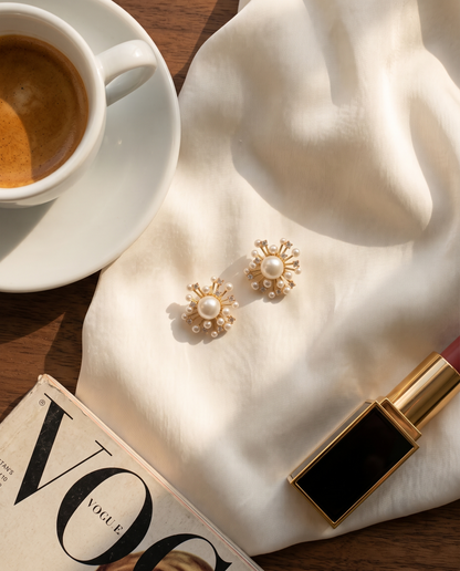 Queen Swarovski Bloom Gold Earring