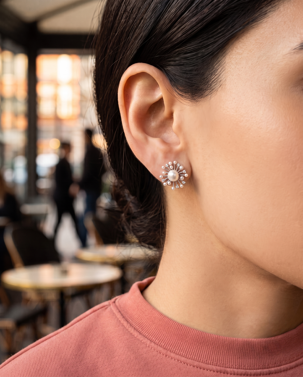 Queen Swarovski Bloom Silver Earring