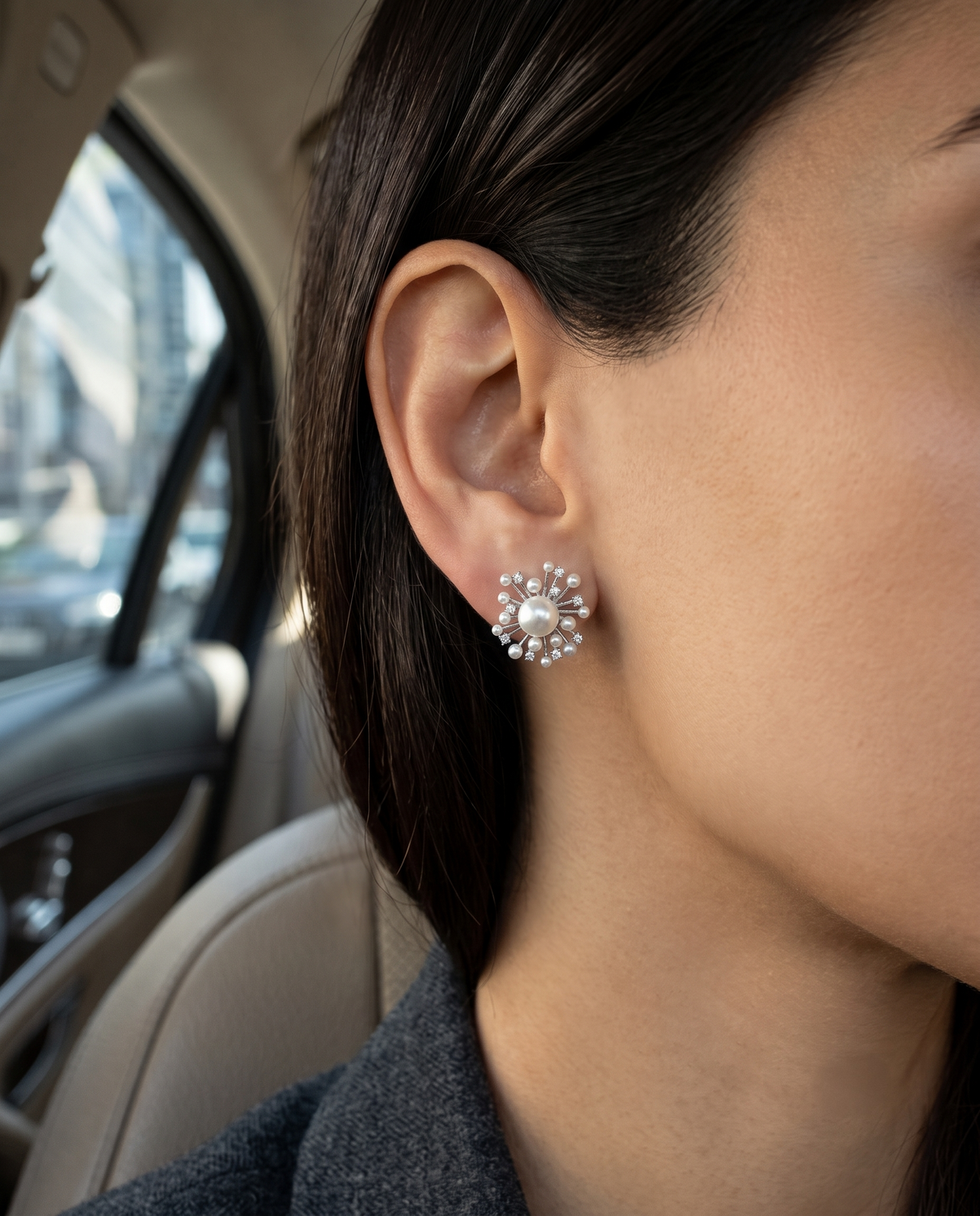 Queen Swarovski Bloom Silver Earring